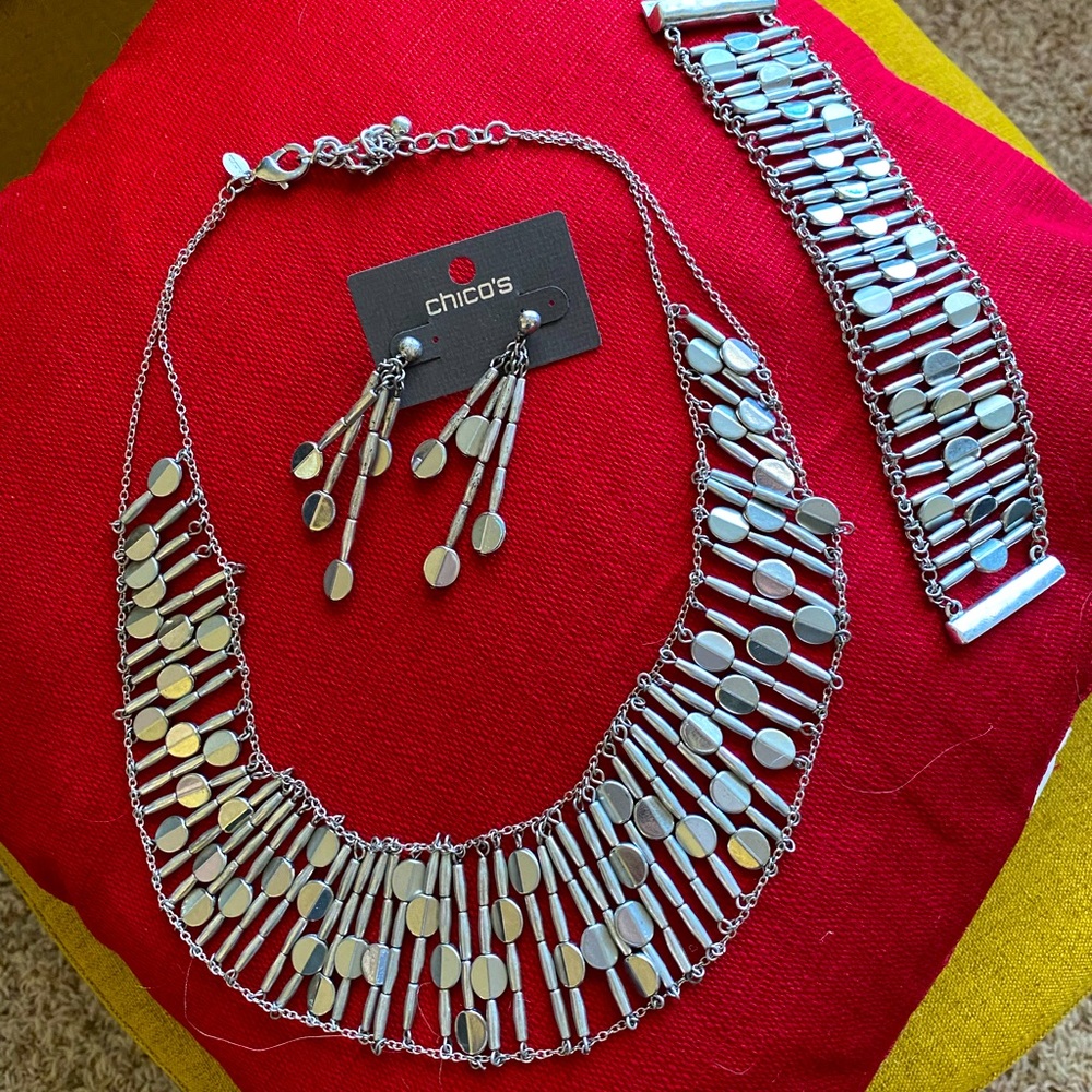 Chicos Necklace, Earrings, & Bracelet Set